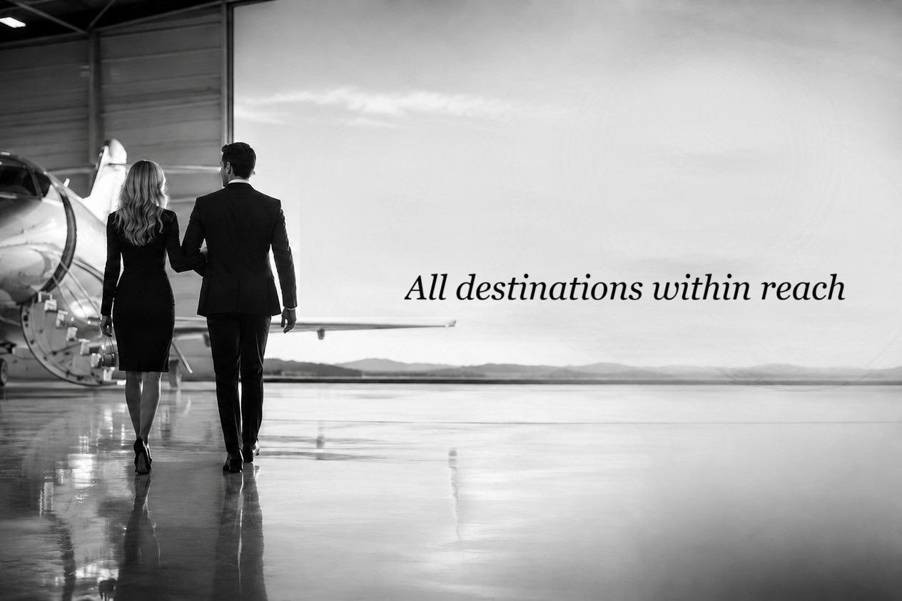 Private aviation with the words All destinations within reach