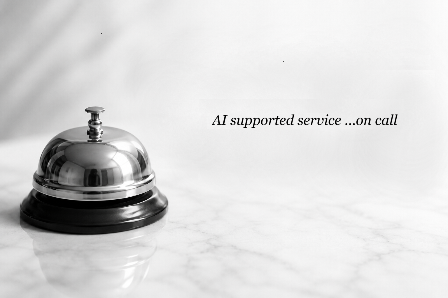 Concierge bell with the words AI supported service on call