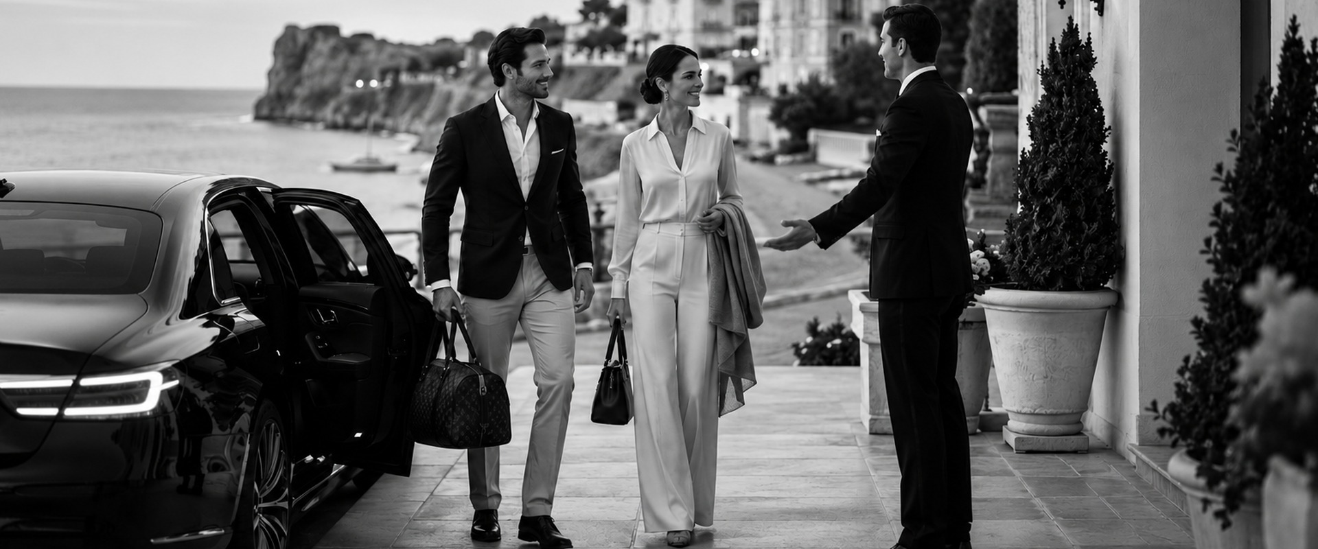 Guests arriving to discreet concierge service